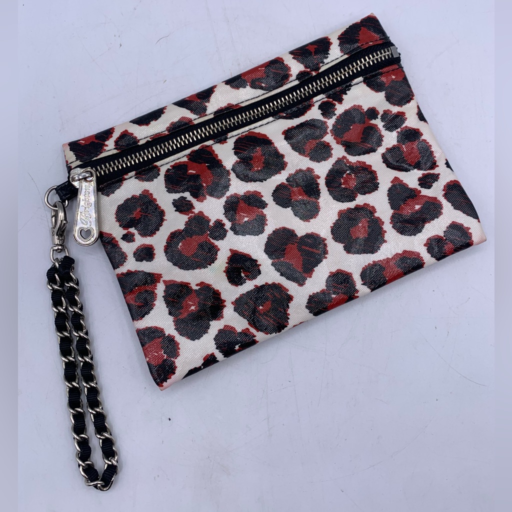 Brighton Leopard Animal Print Mini Makeup Bag 7.5 X 5.5 Red White Black Wrislet